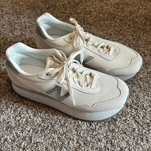 New Balance White and Gray Athletic Shoes